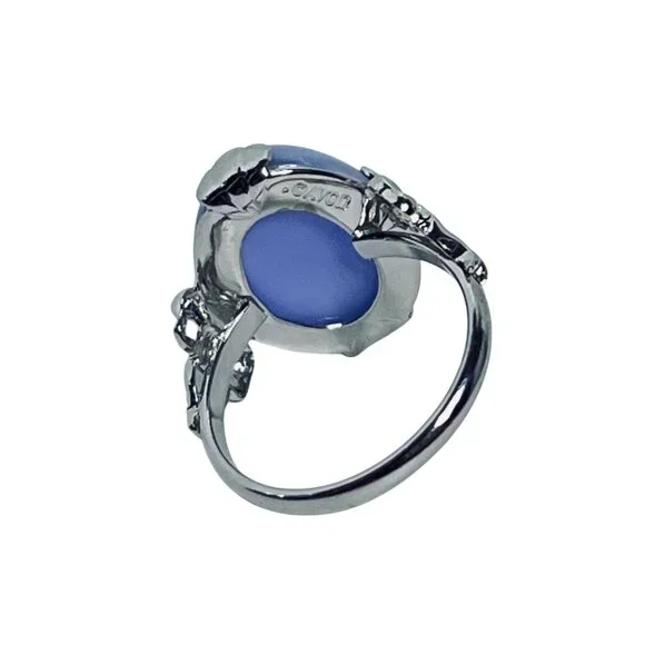 Avon Victorian Splendor Silver Tone & Blue Moonstone Ring Size 8 (R465) - Picture 5 of 7